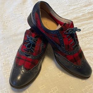 VTG COLE HAAN Plaid Tartan Wool Leather Wingtip Lace-Up Oxford Shoes SZ 9